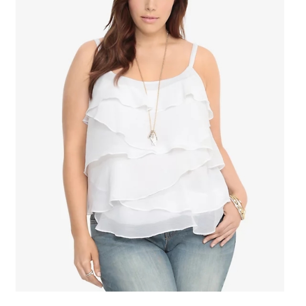 Torrid white ruffle cami